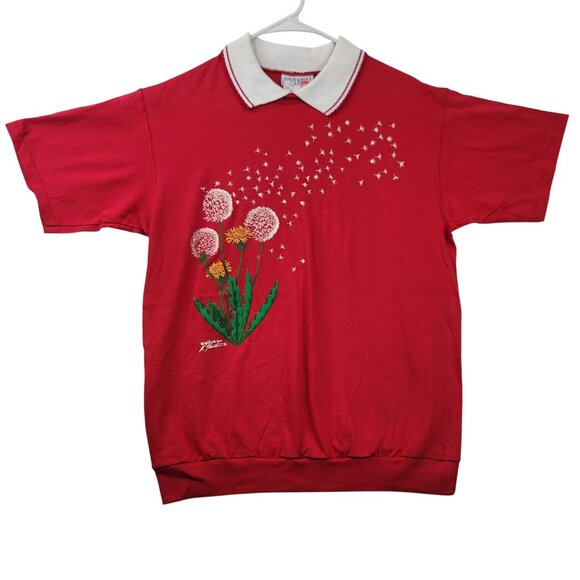 Vintage Deadstock Morning Sun Collared Shrt Sleeve Dandelion Ladybug Graphic Top - Picture 1 of 10